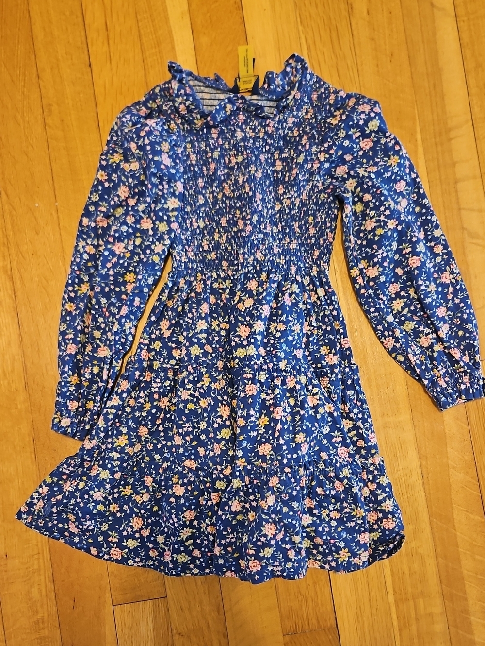Polo by Ralph Lauren Blue Floral Smocked Long-Sleeve Dress